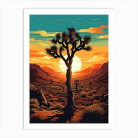 Joshua Tree At Sunset In Gold And Black (1) Art Print