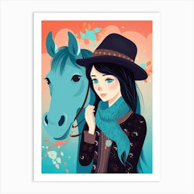 Cute Cowgirl With Horse 2 Art Print