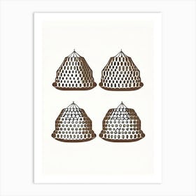 Beehive In A Row 2  Vintage Art Print