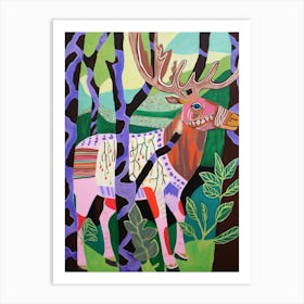 Maximalist Animal Painting Moose 3 Art Print