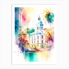 Puerto Rico Watercolour Pastel Tropical Destination Art Print