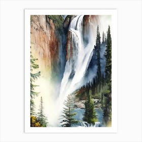 Takakkaw Falls, Canada Water Colour  (2) Art Print