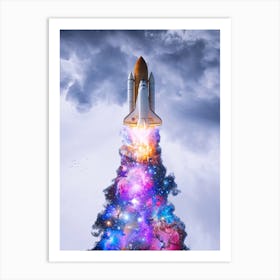 Spaceship Multicolored Smoke Art Print