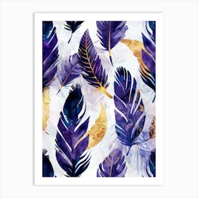 Feathers In Purple And Gold Art Print