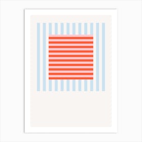 Stripes Pattern Poster Blue & Red Art Print