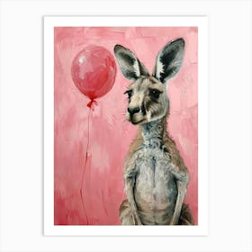 Cute Kangaroo 1 With Balloon Art Print