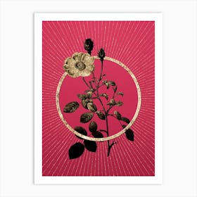 Gold Sparkling Rose Glitter Ring Botanical Art on Viva Magenta n.0168 Art Print