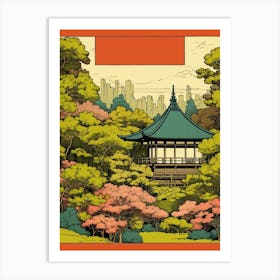 Shinjuku Gyoen National Garden, Japan Vintage Travel Art 4 Art Print
