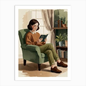 Girl Reading A Book 1 Art Print