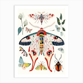 Colourful Insect Illustration Moth 10 Art Print
