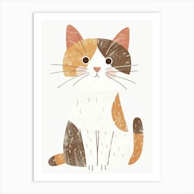 Japanese Bobtail Cat Clipart Illustration 3 Art Print