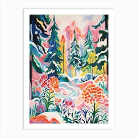 Winter Snow Snow Coniferous Forest Illustration 8 Art Print