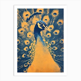 Peacock Orange & Blue Portrait Art Print