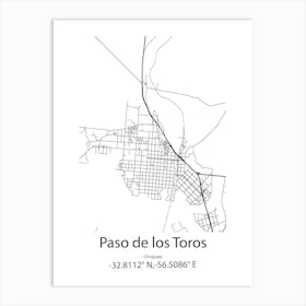 Paso De Los Toros,Uruguay Minimalist Map Art Print