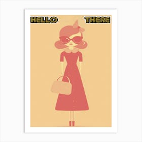 Hello There Retro Girl Art Print