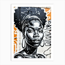 Vintage Graffiti Mural Of Beautiful Black Woman 130 Art Print