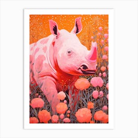 Pink Abstract Geometric Rhino 2 Art Print