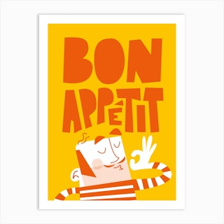 Mr Bon Appetit Yellow Art Print
