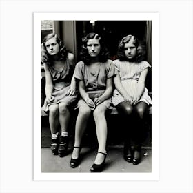 Three Girls Sitting On A Curb Art Print