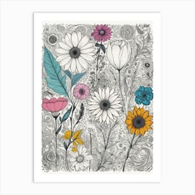 Flowers And Leaves Art Print