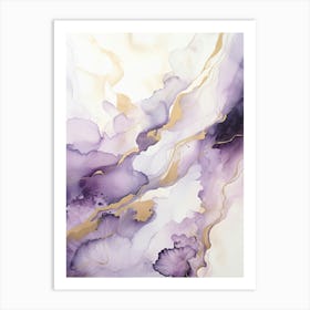 Lilac, Black, Gold Flow Asbtract Painting 6 Art Print