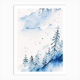 Snowflakes In The Mountains, Snowflakes, Minimalist Watercolour 2 Art Print
