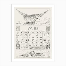 Calendar Page With Flying Bird (1917), Theo Van Hoytema Art Print