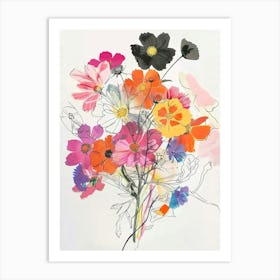 Cosmos 2 Collage Flower Bouquet Art Print