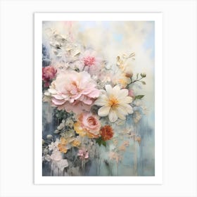 Vintage Pastel Flowers 5 Art Print