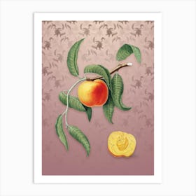 Vintage Peach Botanical on Dusty Pink Pattern n.0104 Art Print