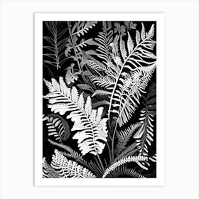 Bracken Fern Wildflower Linocut Art Print