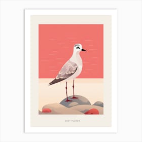 Minimalist Grey Plover 3 Bird Poster Art Print