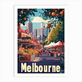 Aihrgdesign A 1970s Inspired Travel Poster For Melbourne Art Print