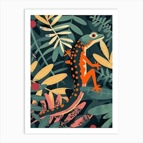 Forest Green Moorish Gecko Abstract Modern Illustration 3 Art Print