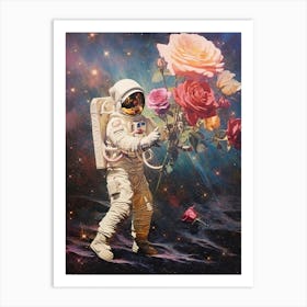 Astronaut With A Bouquet Of Flowers 9 Art Print