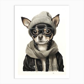 Chihuahua Dog Wearing Glasses Art Print