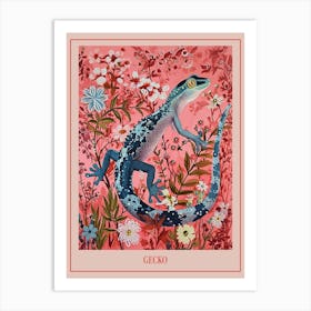 Floral Animal Painting Gecko 3 Poster Art Print