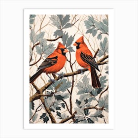 Art Nouveau Birds Poster Northern Cardinal 4 Art Print