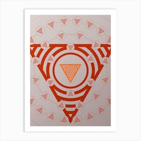 Geometric Abstract Glyph Circle Array in Tomato Red n.0124 Art Print