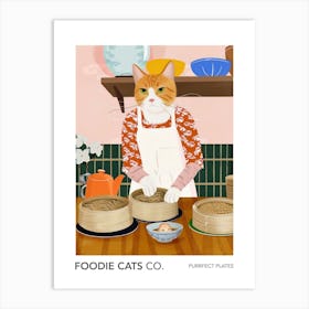 Foodie Cats Co Cat Making Dim Sum Art Print