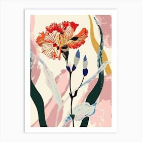 Colourful Flower Illustration Carnation Dianthus 2 Art Print