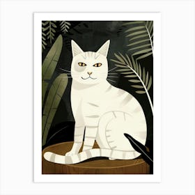 White Cat In The Jungle 1 Art Print