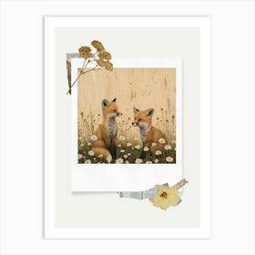 Scrapbook Foxes Fairycore Painting 4 Art Print