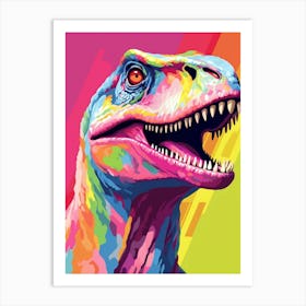 Colourful Dinosaur Utahraptor 3 Art Print