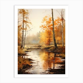 Autumn Forest Landscape Bialowieza Forest Poland 2 Art Print