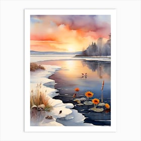 Sunset On The Lake Art Print