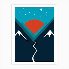 Thredbo, Australia Modern Illustration Skiing Poster Art Print