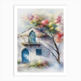 House With Blue Door Art Print