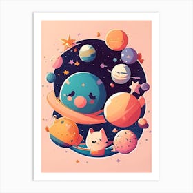 Astronomy Kawaii Kids Space Affiche