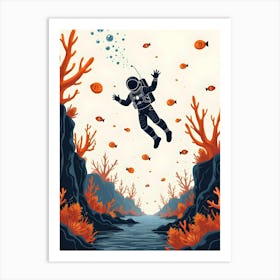 Scuba Diver Underwater 1 Art Print